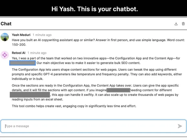 Our Retool chatbot is changing the game for personalising our Upwork proposals as Retool Developers