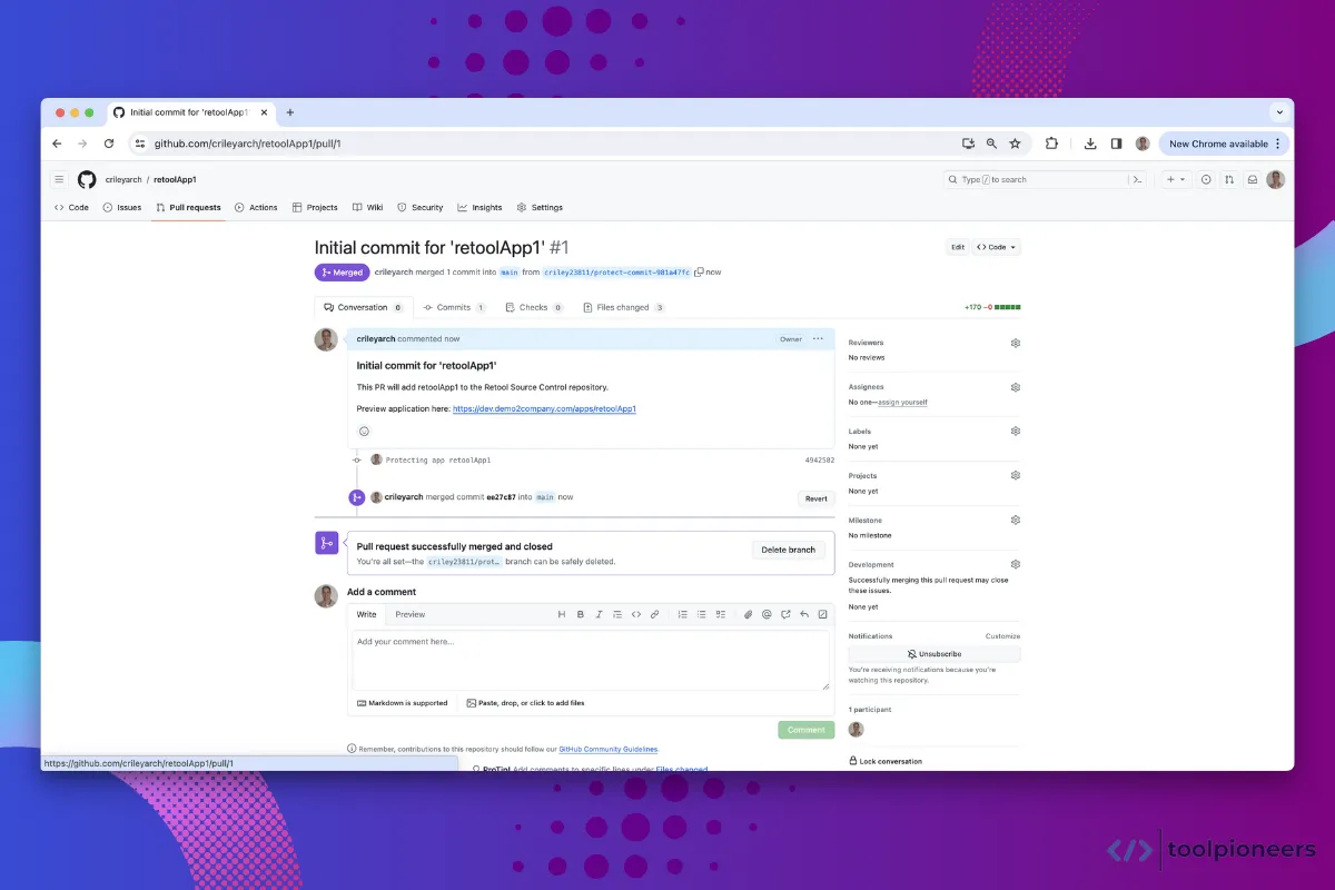 Branching and Version Control in Retool