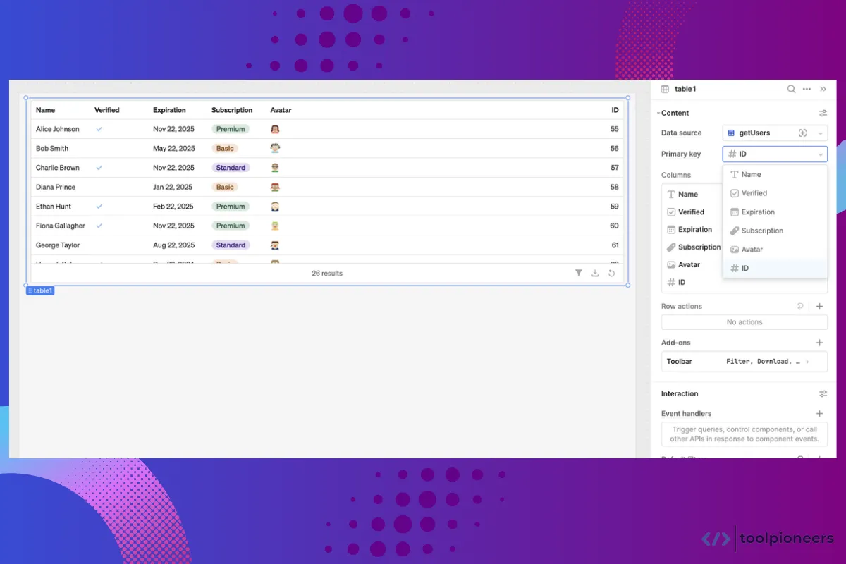 Retool Table Component: Selection and Pagination for Beginners