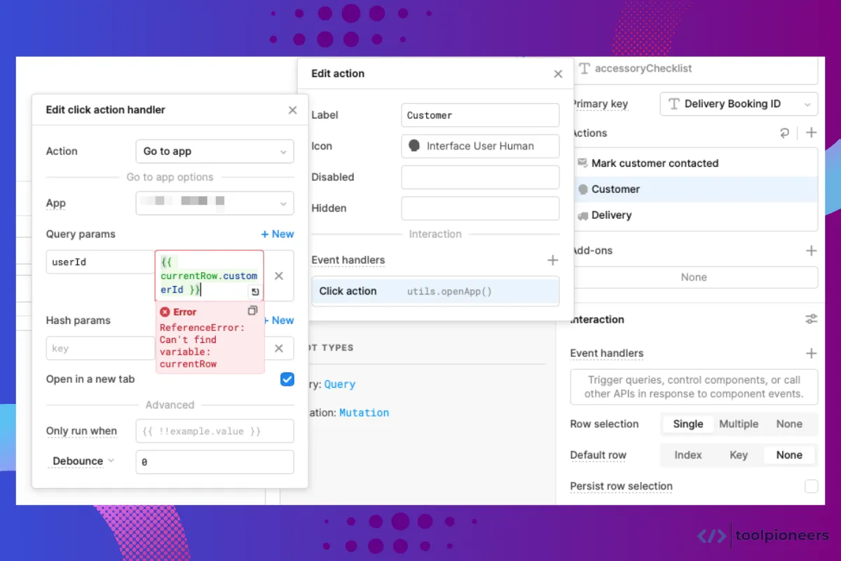 retool action button