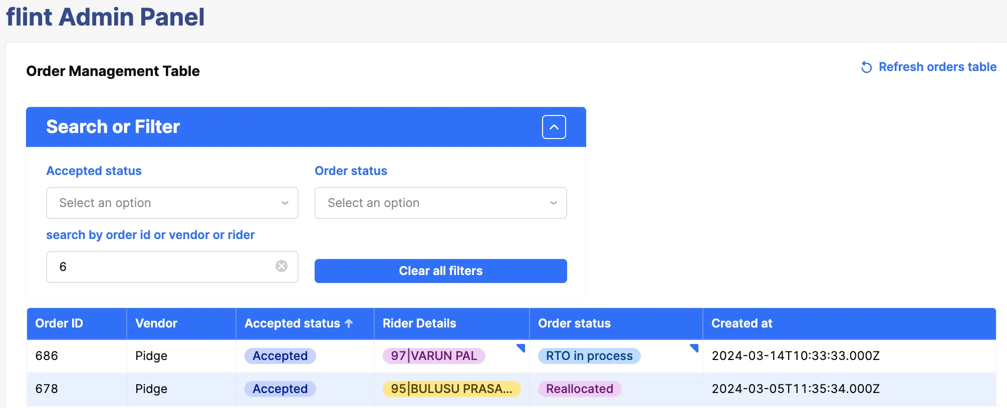 Retool developers create an order management table