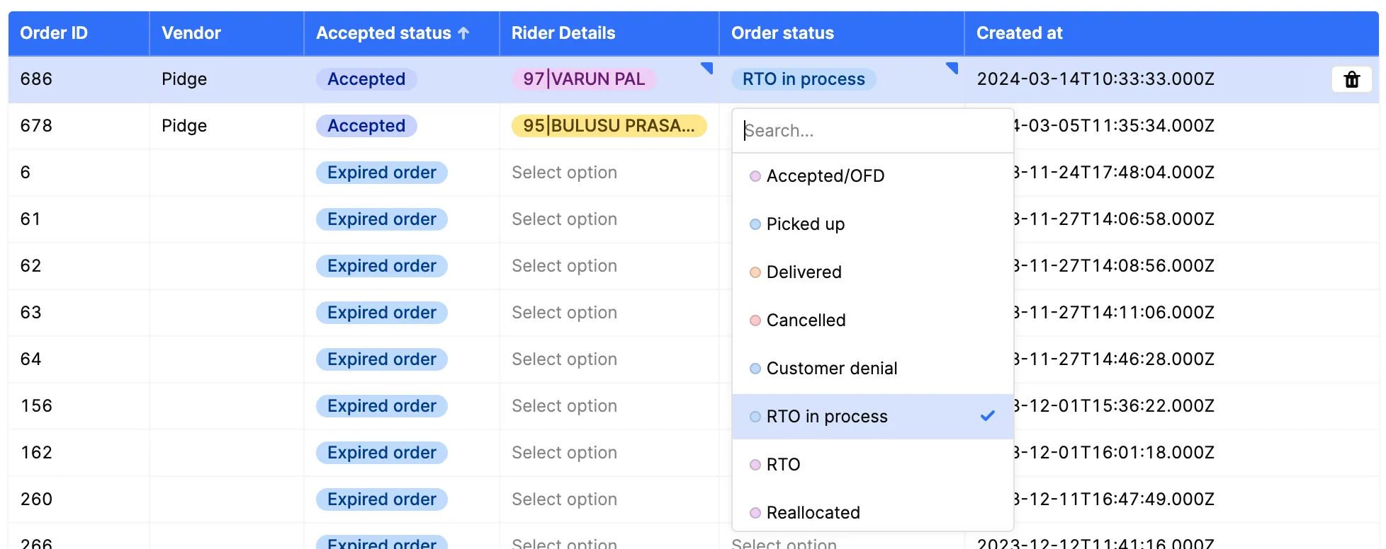 Retool developers create an order management table for changing order statuses